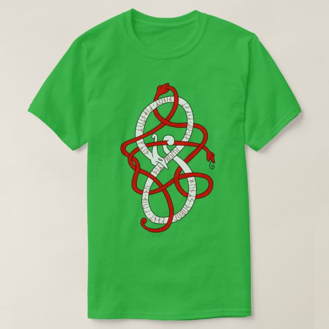 Camiseta Viking knot work dragon con futhark más joven (Diseño del anverso)