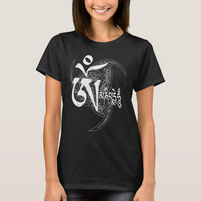 CAMISETA VIKING KNOTWORK TRIPLE HORN OF ODIN AND OM MANI PA (Anverso)