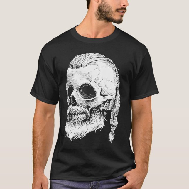 Camiseta Viking Nórdico Skull Norse Pagan Mythology Lover (Anverso)