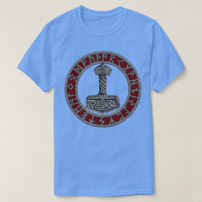 Camiseta Viking Norse Mythology Thors Mjolnir Vegvisir Rune (Diseño del anverso)