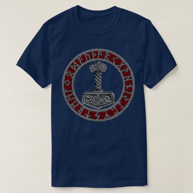 Camiseta Viking Norse Mythology Thors Mjolnir Vegvisir Rune (Diseño del anverso)