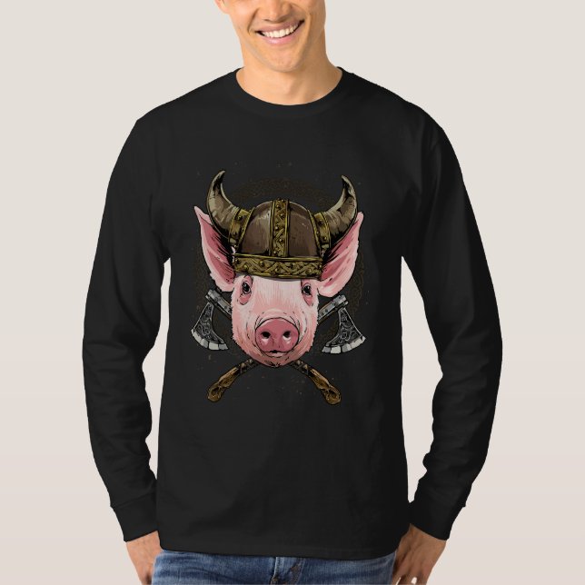 Camiseta Viking Pig Renaissance Norse Pagan Valhalla Farmer (Anverso)
