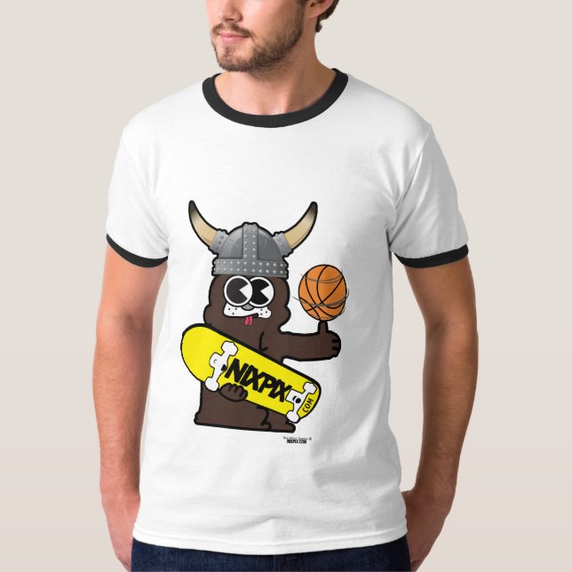 Camiseta Viking que hace girar el perro del baloncesto (Anverso)