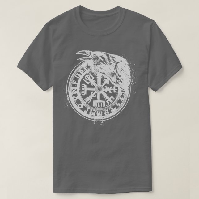 Camiseta Viking Rune Vegvisir Raven (Diseño del anverso)