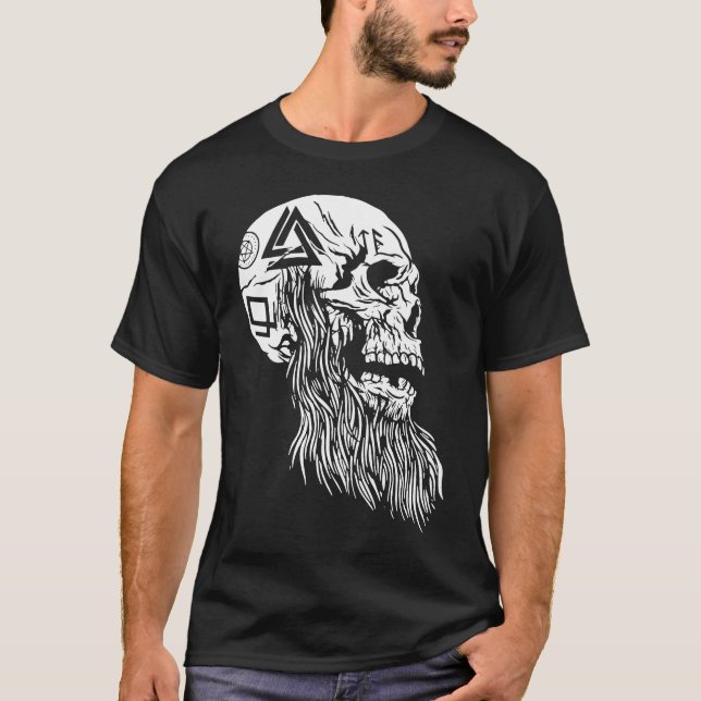 Camiseta Viking Skull Weird Bizarre Diversión Oscuro (Anverso)