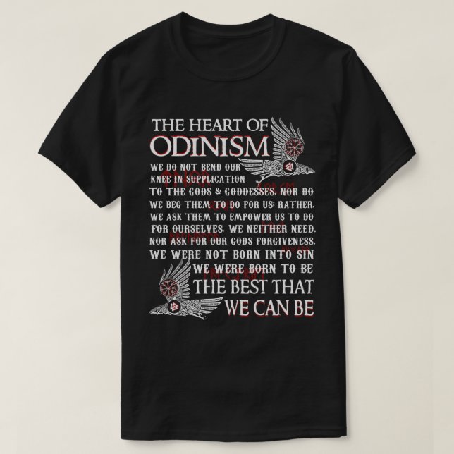 Camiseta Viking The Heart Of Odinism Raven (Diseño del anverso)
