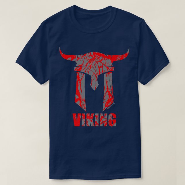 Camiseta VIKING Viking Helmet RedGym Motivation Fitness Say (Diseño del anverso)