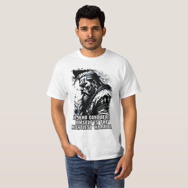 Camiseta Viking warrior Norse Mythology Palabras poderosas (Anverso completo)