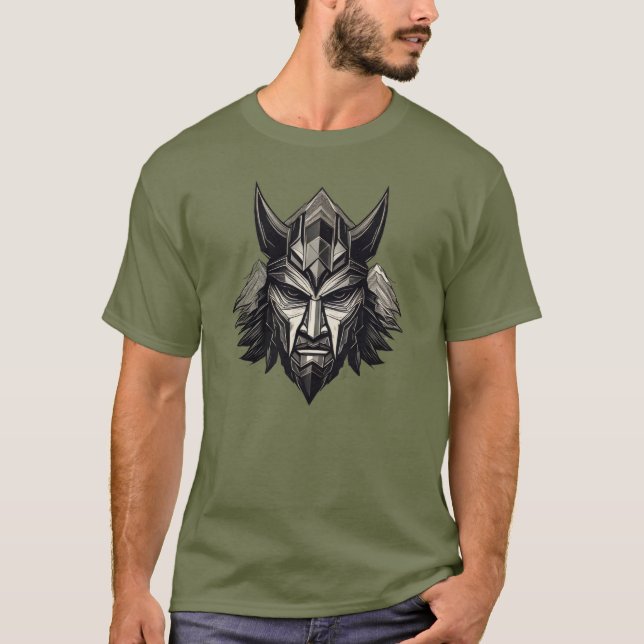 Camiseta Viking Wolf Warrior – Luxury Nordic Mask Design T- (Anverso)