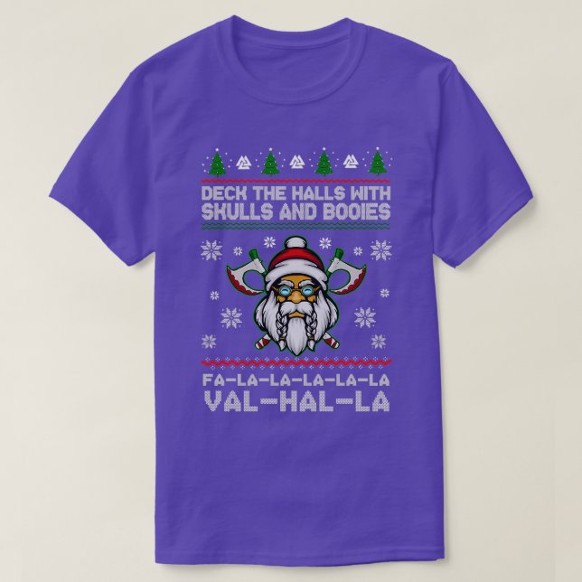 Camiseta VikingDeckTheHallsWithSkullsAndBodiesChristmas (Diseño del anverso)
