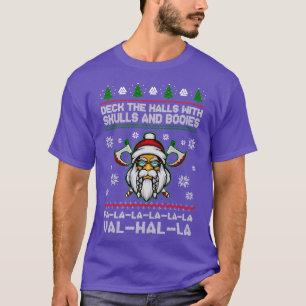 Camiseta VikingDeckTheHallsWithSkullsAndBodiesChristmas