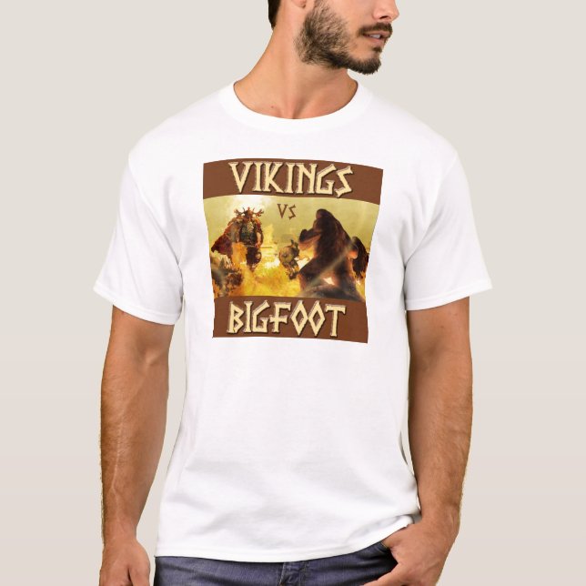 Camiseta VIKINGOS contra BIGFOOT - fantasía divertida (Anverso)