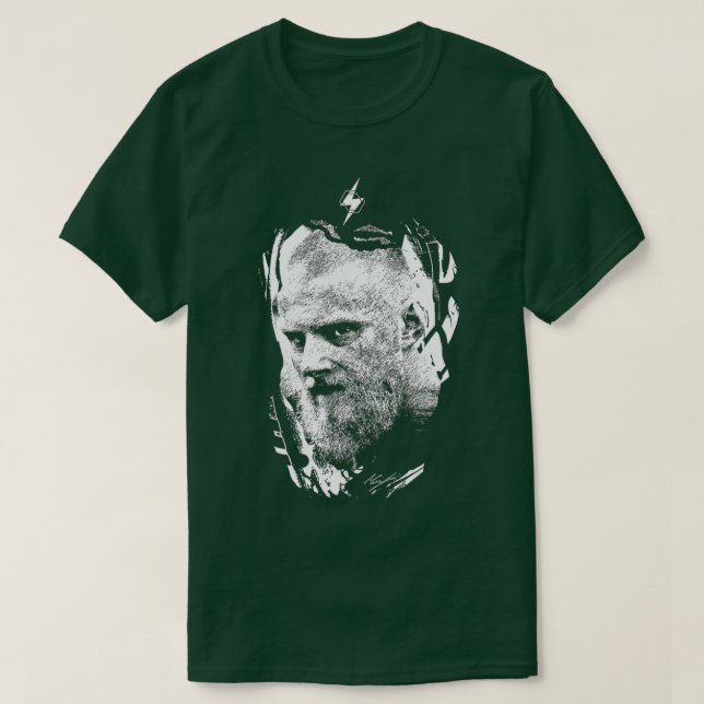 Camiseta VIKINGS BJORN White sobre negro (Diseño del anverso)