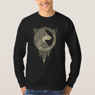 Camiseta Vikings de época Mitología Celta Fenrir Wolf Runes