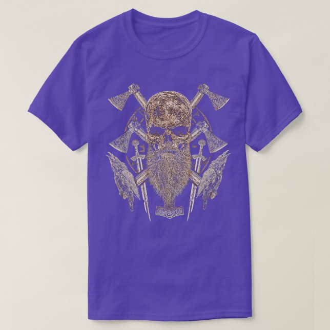 Camiseta Vikings Rise Vikings Skull Beard Runes (Diseño del anverso)