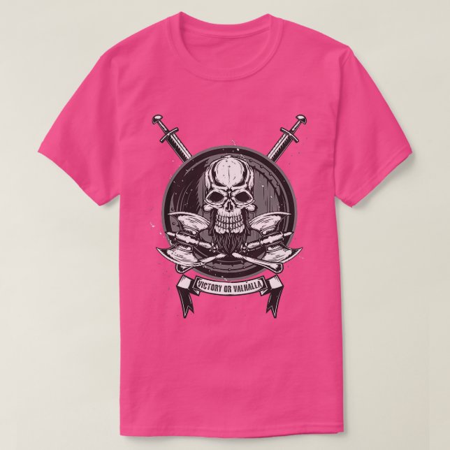 Camiseta Vikings Skull Shieldmaiden con victoria de hachas  (Diseño del anverso)