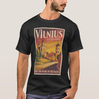 Camiseta Vilnius Lithuania Illustration Travel Art Vintage