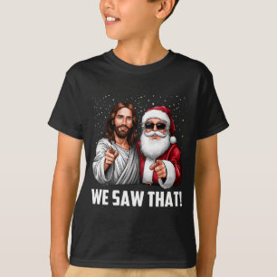 Camiseta Vimos que Jesús y Papá Noel Divertida Navidad Cris