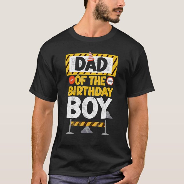 Camiseta Vinatge Dad of the Birthday Boy Construction Boy (Anverso)