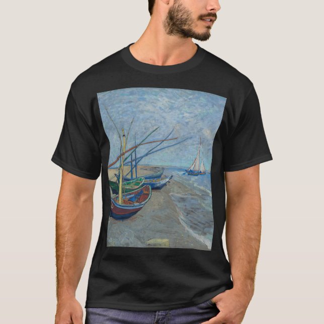Camiseta Vincent Van Gogh - Barcos pesqueros en la playa (Anverso)