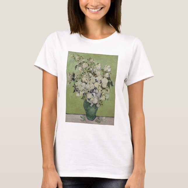 Camiseta Vincent Van Gogh, Base de Rosas, Rosas En El Caso (Anverso)