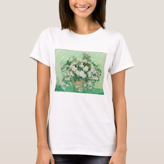 Camiseta Vincent Van Gogh, Base de Rosas, Rosas En El Caso (Anverso)