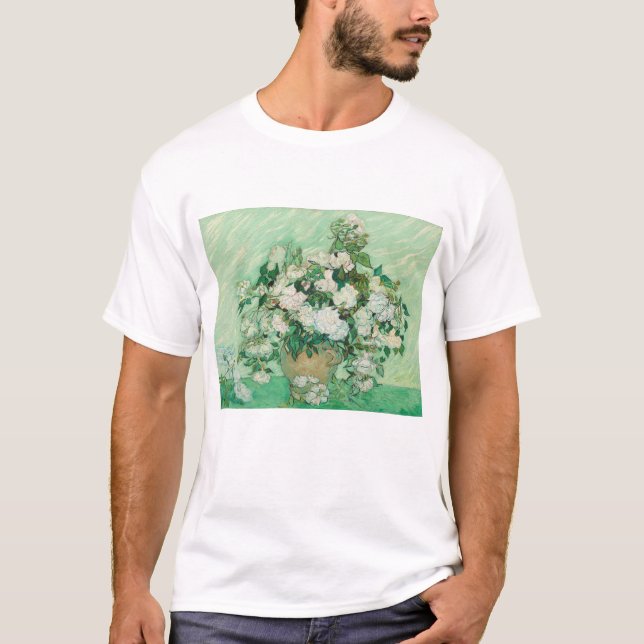 Camiseta Vincent Van Gogh, Base de Rosas, Rosas En El Caso (Anverso)