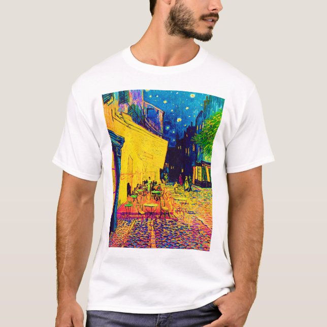 Camiseta Vincent Van Gogh - Cafetería Con Arte Pop De Noche (Anverso)