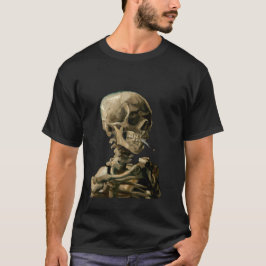 Camiseta Vincent van Gogh - Calavera con cigarrillo en llam