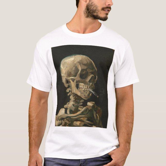 Camiseta Vincent Van Gogh - Calavera con cigarrillo en llam (Anverso)