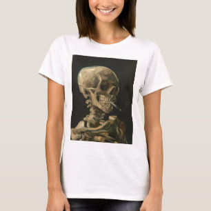 Camiseta Vincent Van Gogh - Calavera con cigarrillo en llam