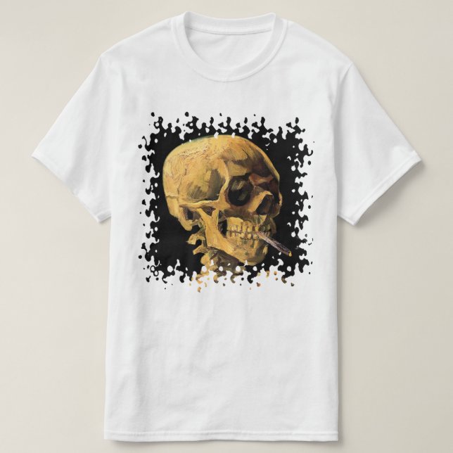 Camiseta Vincent Van Gogh - Calavera Con Cigarrillo Quemado (Diseño del anverso)
