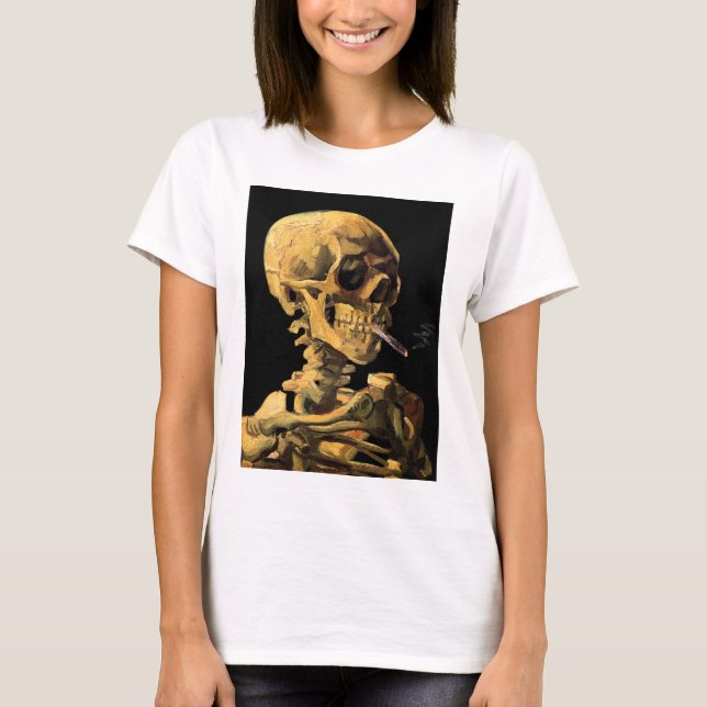 Camiseta Vincent Van Gogh - Calavera Con Cigarrillo Quemado (Anverso)
