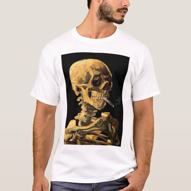 Camiseta Vincent Van Gogh - Calavera Con Cigarrillo Quemado (Anverso)