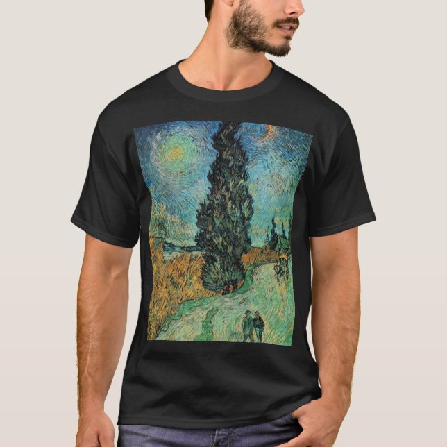 Camiseta Vincent van Gogh - camino con el ciprés y la (Anverso)