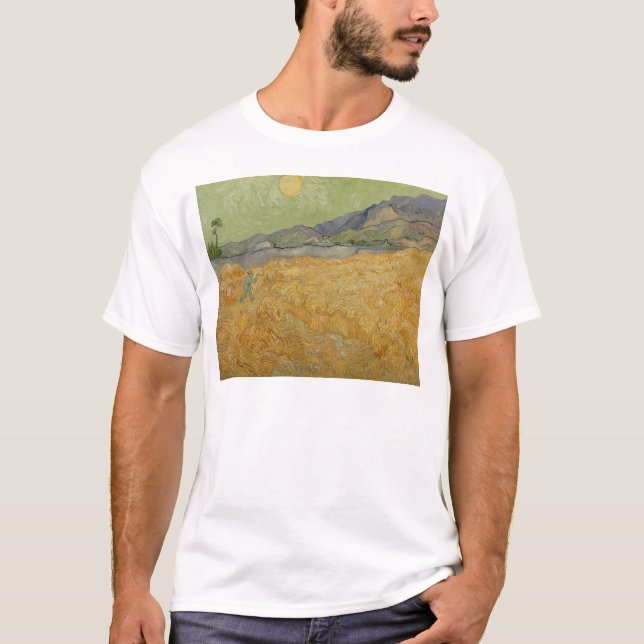 Camiseta Vincent van Gogh| Campo de rueda con Reaper, 1889 (Anverso)