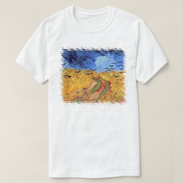 Camiseta Vincent Van Gogh - Campo de trigo con cuervos negr (Diseño del anverso)