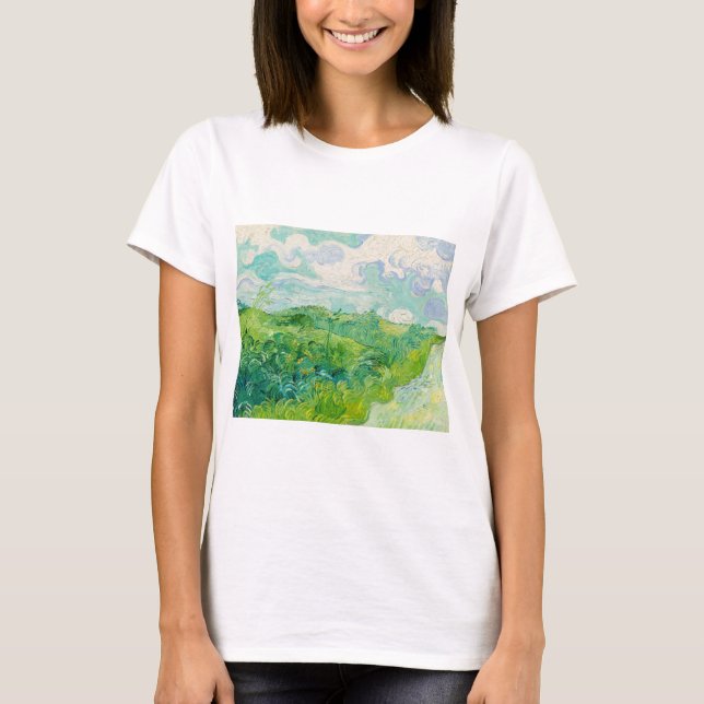 Camiseta Vincent van Gogh - Campo de Trigo Verde, Auvers (Anverso)