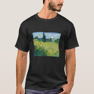 Camiseta Vincent van Gogh - Campo de trigo verde con ciprés