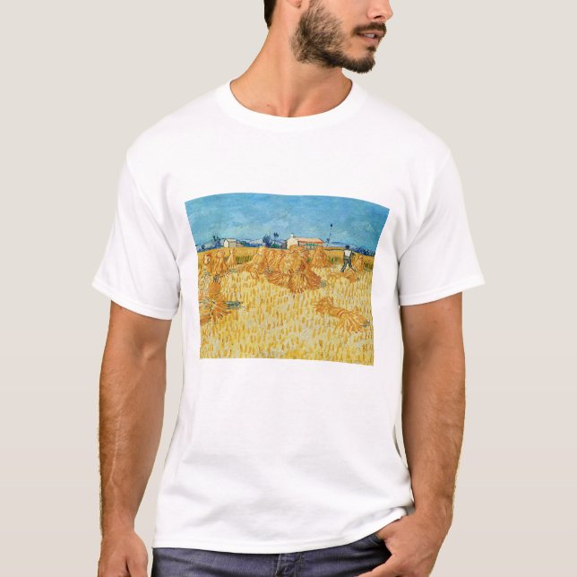 Camiseta Vincent Van Gogh, cosecha de maíz en Provenza (Anverso)