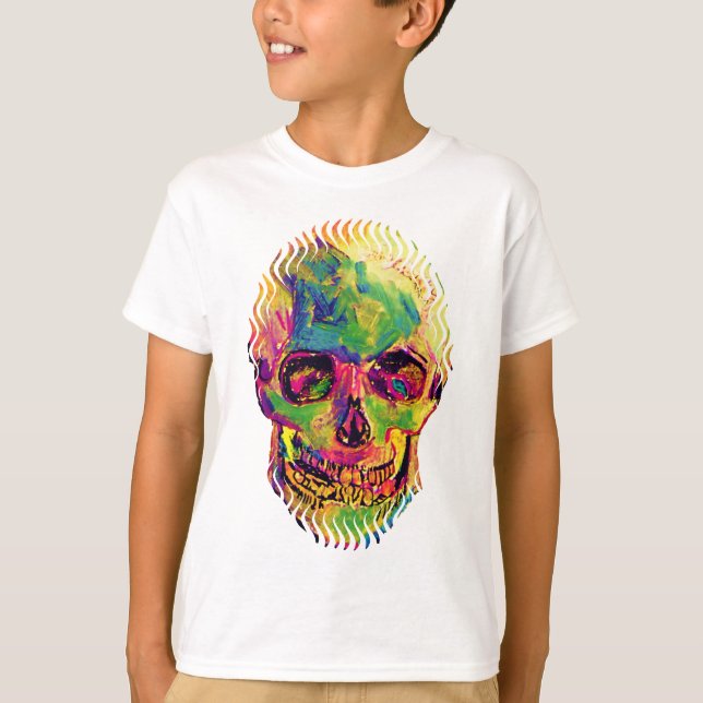 Camiseta Vincent Van Gogh - Cráneo de Halloween con arte po (Anverso)