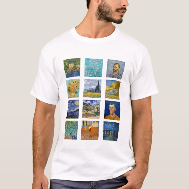 Camiseta Vincent Van Gogh - Cuadrícula de obras maestras (Anverso)