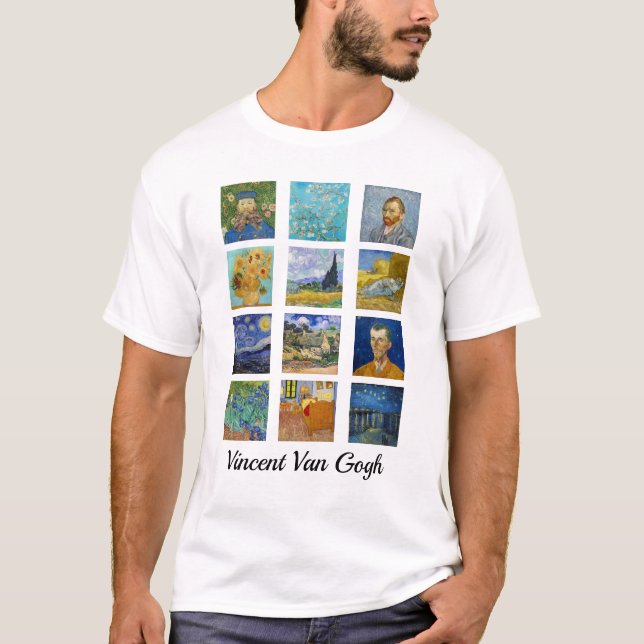 Camiseta Vincent Van Gogh - Cuadrícula de obras maestras (Anverso)