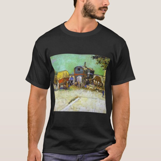 Camiseta Vincent van Gogh el campo gitano de las caravanas (Anverso)