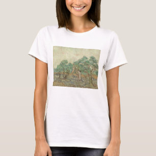 Camiseta Vincent van Gogh el la huerta verde oliva