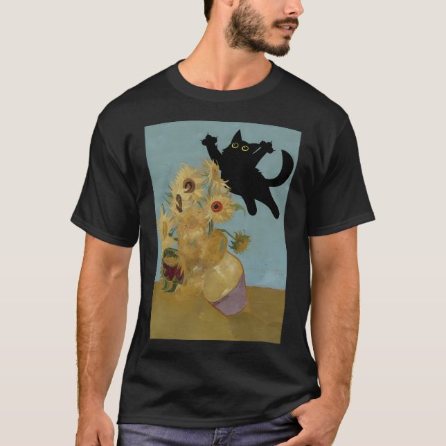 Camiseta Vincent Van Gogh Flowers Cat (Anverso)