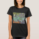 Camiseta Vincent van Gogh - Irises<br><div class="desc">Irises (1889) de Van Gogh es una pintura vintage post impresionsionismo de arte fino de naturaleza floral. Un grupo de iris morados con barba y una sola flor blanca de iris que crece en un jardín. Fue una de sus primeras pinturas cuando estuvo en el asilo en Saint-Remy-de-Provence. En 1987...</div>