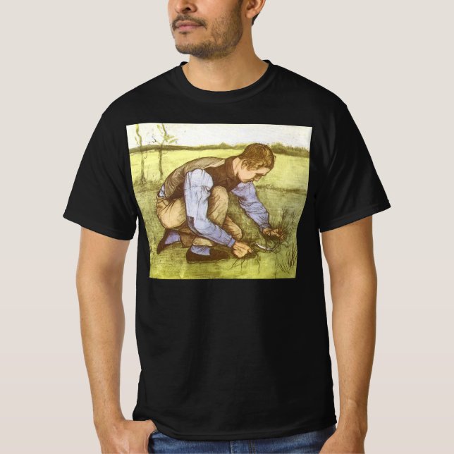 Camiseta Vincent van Gogh - Muchacho cortando hierba con ho (Anverso)
