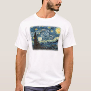 Camiseta Vincent van Gogh, Noche estrellada. Arte famoso.