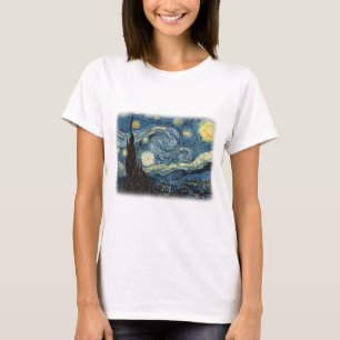 Camiseta Vincent van Gogh, Noche estrellada. Arte famoso.